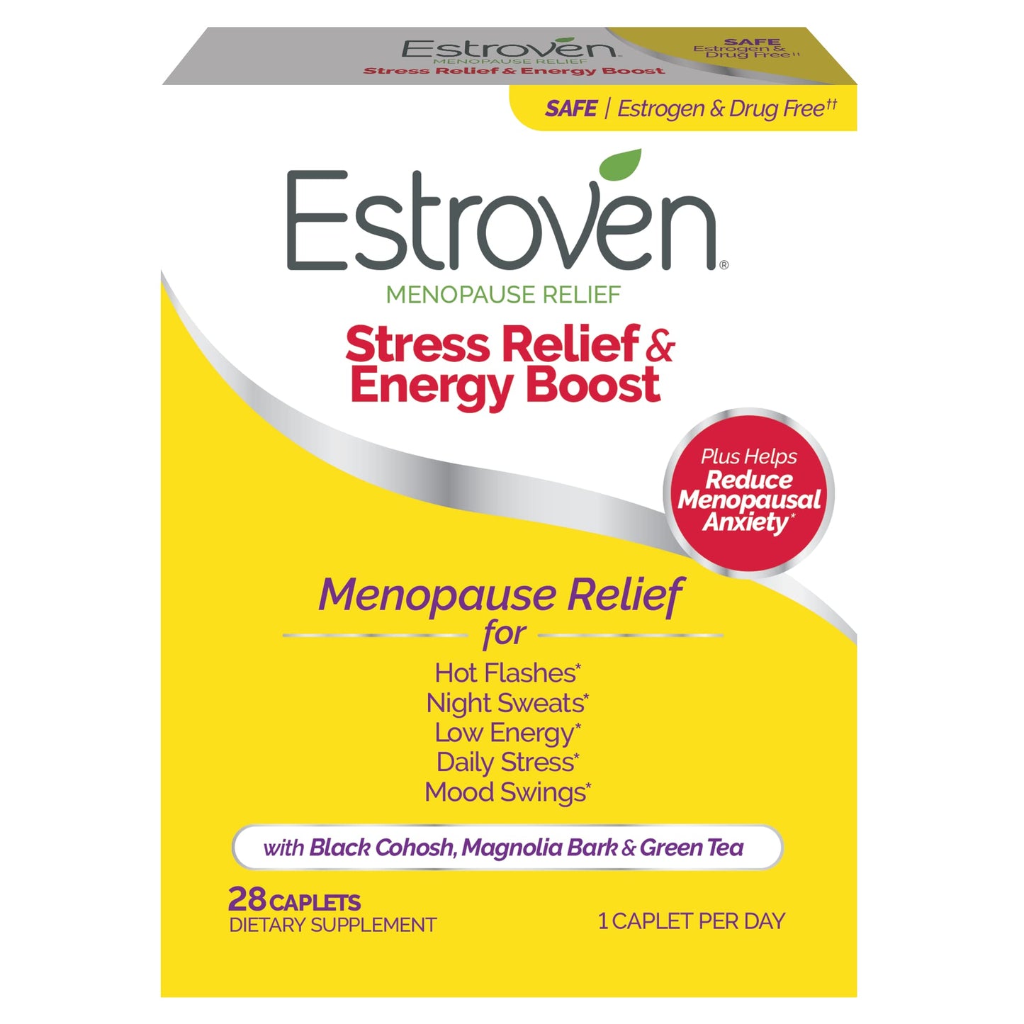 Estroven Stress Relief & Energy Boost for Menopause Relief - 28 Ct. - Clinically Proven Ingredients Provide Stress & Energy Support + Night Sweats & Hot Flash Relief - Drug-Free and Gluten-Free EstrovenBuy Supplements Australia