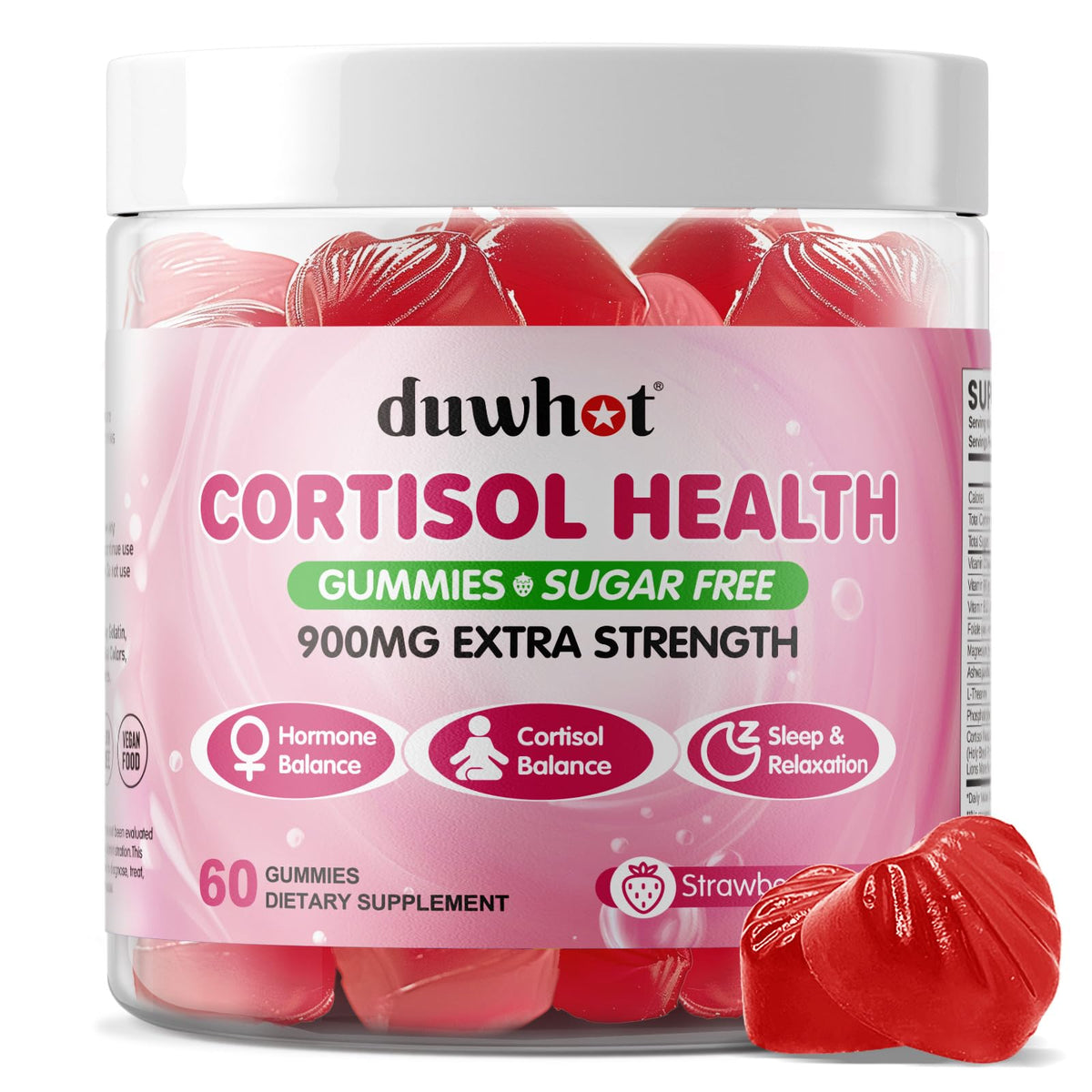 duwhot Cortisol Gummies, 15 in 1 Lower Cortisol Supplements for Women, w. Ashwagandha, Magnesium, Phosphatidylserine, Folate for Hormone Balance, Mood, Focus, Sleep Support, Sugar Free, Vegan, 60 duwhotBuy Supplements Australia