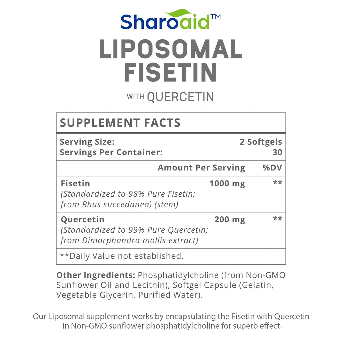 Sharoaid Liposomal Fisetin with Quercetin Supplements 1200 mg per Serving,High Absorpti SharoaidBuy Supplements Australia