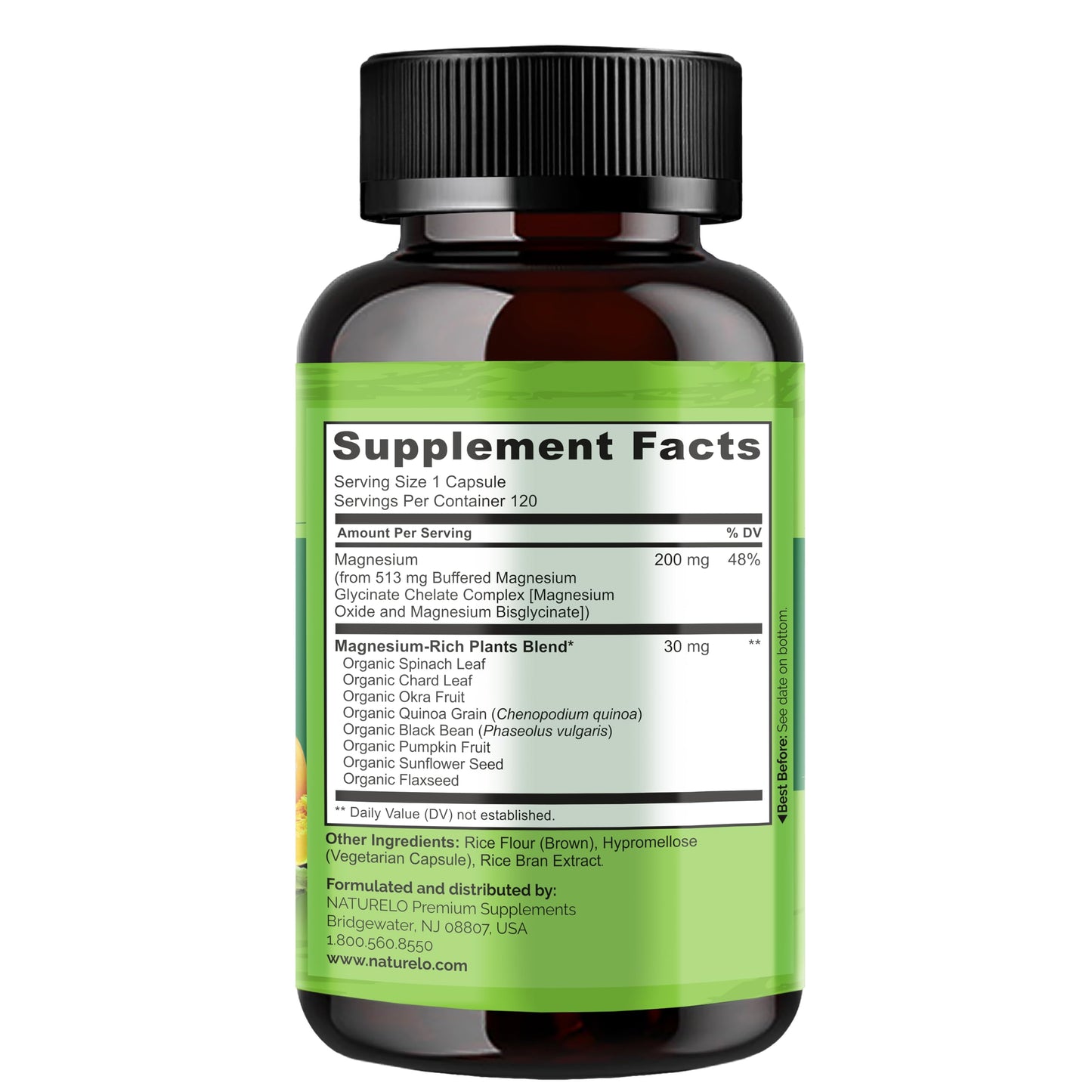 NATURELO Magnesium Glycinate Chelate Complex - 200 mg Magnesium with Organic Vegetables to Support Sleep, Calm, Muscle Cramp & Stress Relief - Gluten Free, Non GMO - 120 Capsules NATURELOBuy Supplements Australia