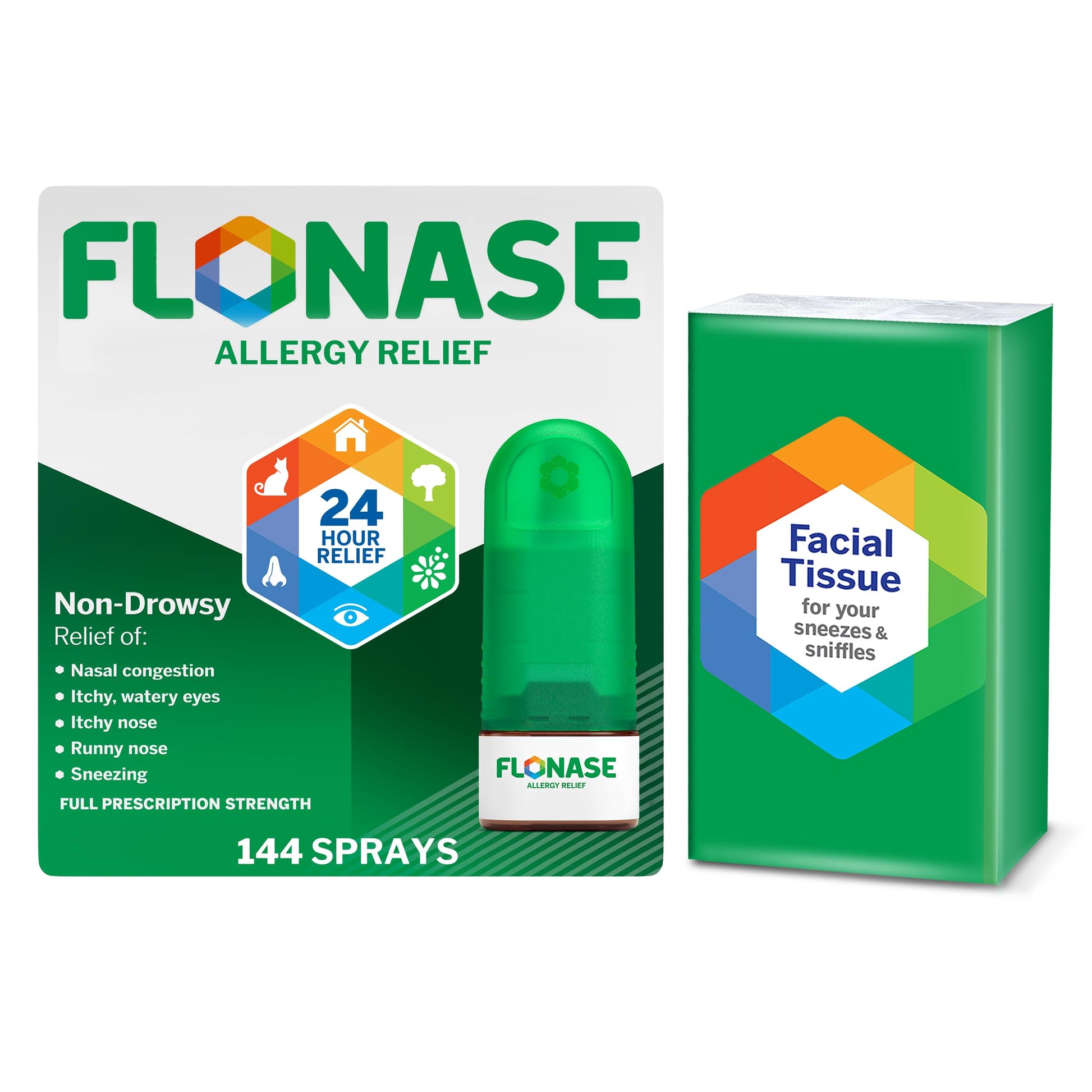 Flonase Allergy Relief Nasal Spray, 24-Hour Non-Drowsy Multi-Symptom Relief  144 Sprays, Bonus Pack of Tissues Flonase buy supplements Au