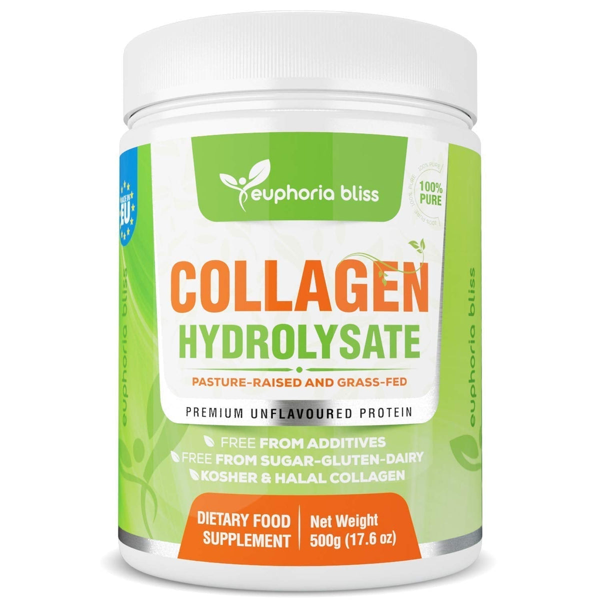 Premium Collagen Powder 500g Unflavoured High Grade Hydrolysed Collagen Joints, Bones, Gut, Wrinkles, Hair, Skin, Nails, Pain, Injury, Sleep, Fitness, Keto Euphoria BlissBuy Supplements Australia