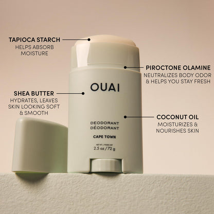 OUAI Aluminum Free Deodorant - Women's Deodorant with 24-Hour Odor Control & Invisible Application - Enriched with Notes of Wet Grass, Ginger, Basil & Green Fig - Cape Town (2.5 oz) OUAIBuy Supplements Australia