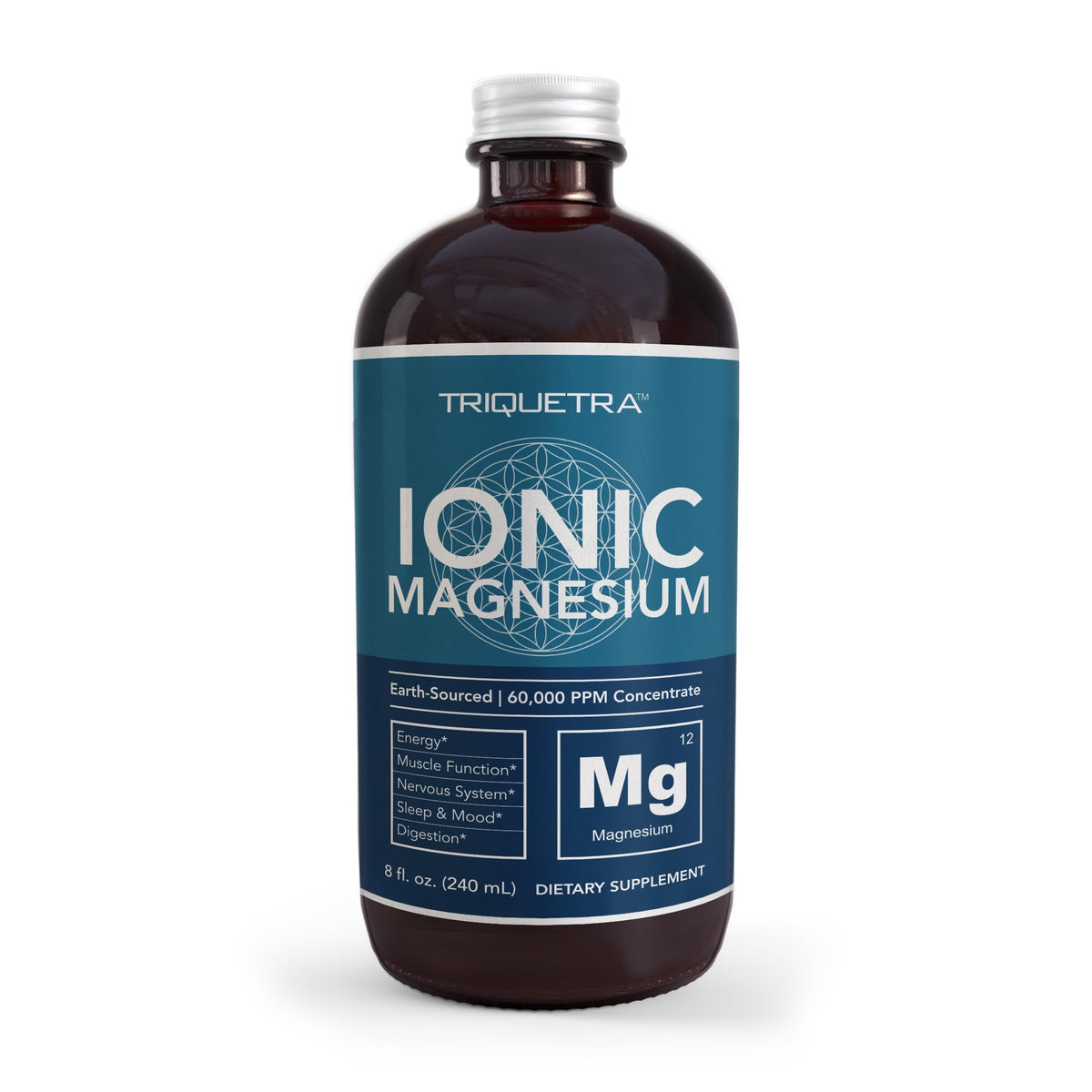 Liquid Magnesium | 8 oz - Ionic Magnesium Chloride, Highest & Fastest Absorption - Calm Mood, Sleep, Muscle Cramps & Spasms, Natural Laxative – Vegan, Glass Bottle (96 Servings) Triquetra HealthBuy Supplements Australia