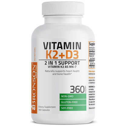 Bronson Vitamin K2 (MK7) with D3 Supplement Non-GMO Formula 5000 IU Vitamin D3 BronsonBuy Supplements Australia