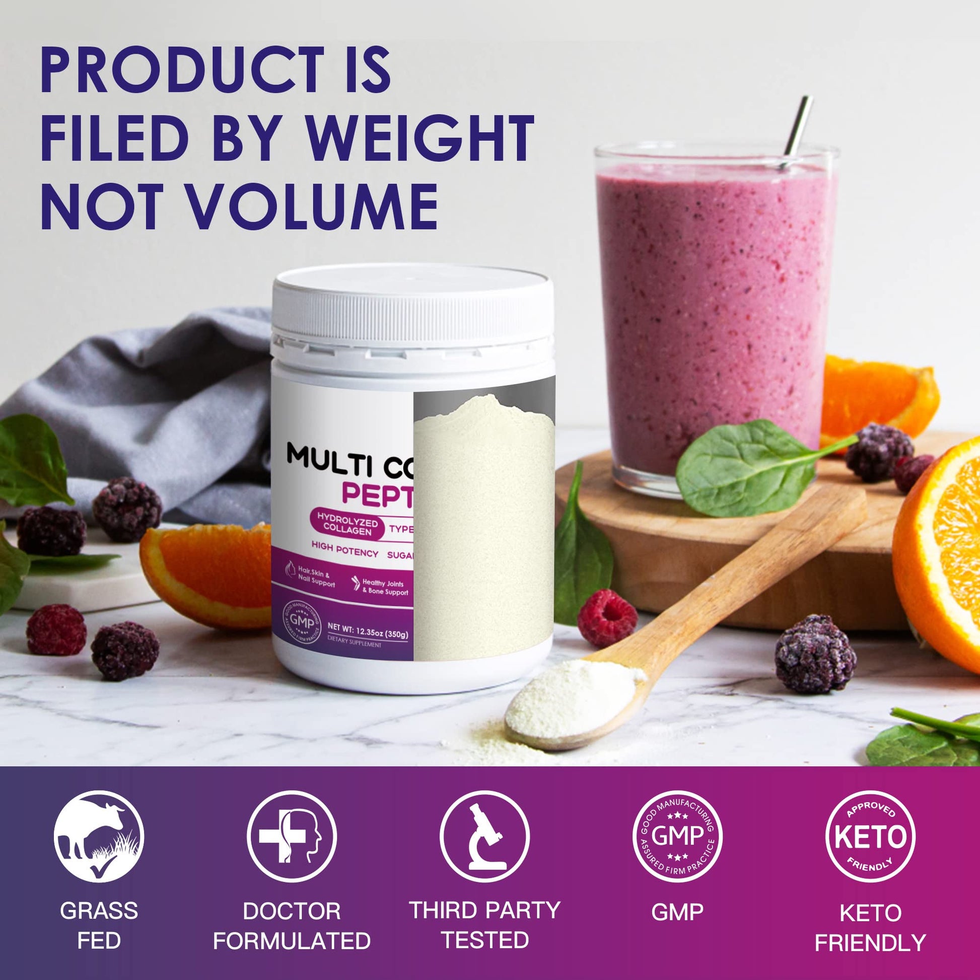 NATURE TARGET Multi Collagen Peptides Powder - Type I, II, III, V, X - Hydrolyzed Collagen Peptides with Vitamin C Hyaluronic Acid, Supports Skin Hair Nail & Joint, Grass-Fed, Non-GMO, 35 Servings NATURE TARGET buy supplements Au