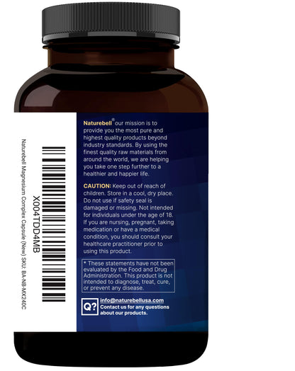 NatureBell 12-in-1 Magnesium Complex 1000mg, 4-Months Supply – Magnesium Glycinate, Citrate, Taurate, Malate, & More – High Absorption Formula for Men & Women – Chelated & Purified – 240 Capsules NatureBell buy supplements Au