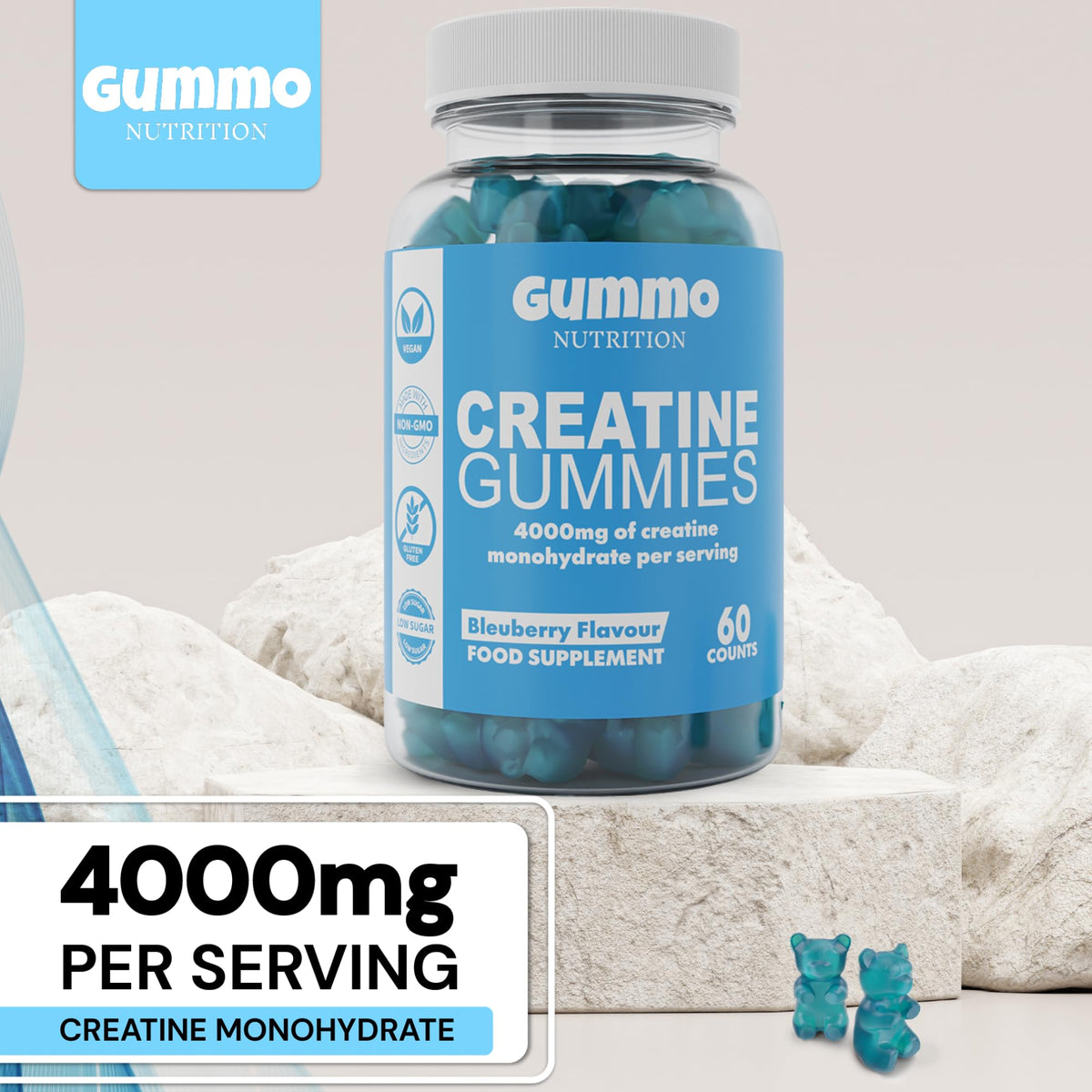 Creatine Monohydrate Gummies 4000mg for Men & Women - 60 Chewable Creatine GUMMO NUTRITIONBuy Supplements Australia