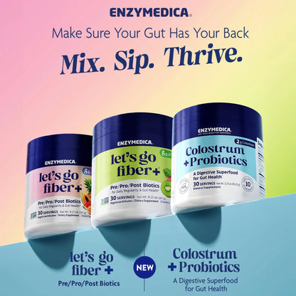 Enzymedica, Let’s Go Fiber+ Strawberry & Kiwi, Prebiotics & Probiotics, Postbiotic, Soluble Fiber for Gut Health, Regularity, Powder for Men & Women, Sugar-Free, 30 Servings EnzymedicaBuy Supplements Australia
