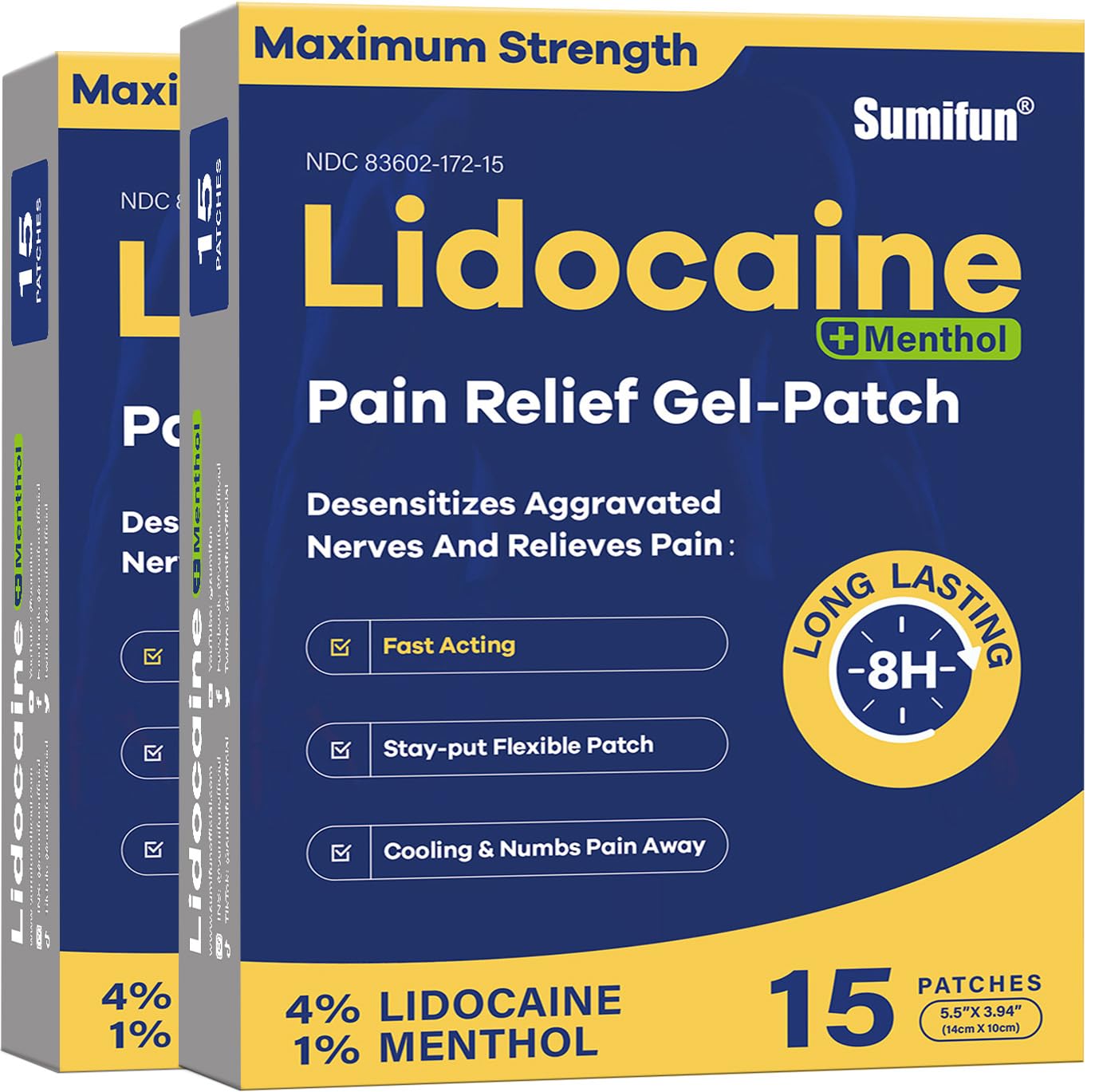 Sumifun 4% Lidocaine Patches Plus 1% Menthol - 30 Counts Maximum Strength OTC Pain Relief Patches for Back Ache Stiff Neck Joint Pain Muscle Soreness Topical Analgesic Sumifun buy supplements Au
