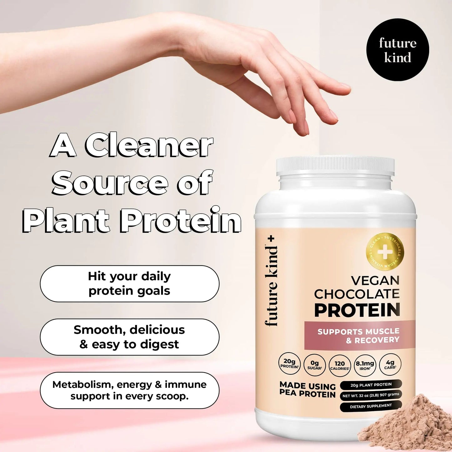 Future Kind Vegan Protein Powder, Chocolate, Pea Plant Protein for Lean Muscle with Iron & Fiber, Whey-Free, Sugar-Free, Soy-Free, Non-Dairy (34 Servings) Future Kind buy supplements Au