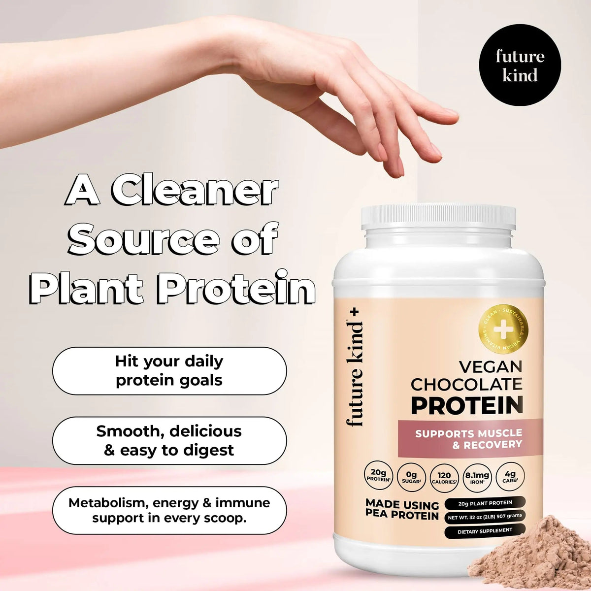 Future Kind Vegan Protein Powder, Chocolate, Pea Plant Protein for Lean Muscle with Iron & Fiber, Whey-Free, Sugar-Free, Soy-Free, Non-Dairy (34 Servings) Future Kind buy supplements Au