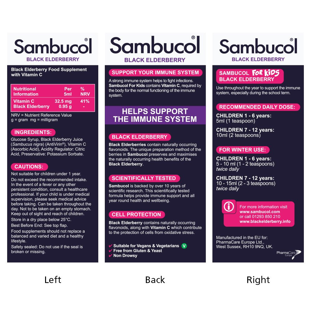 Sambucol Kids 120 ml For Immune Support, Drop SambucolBuy Supplements Australia
