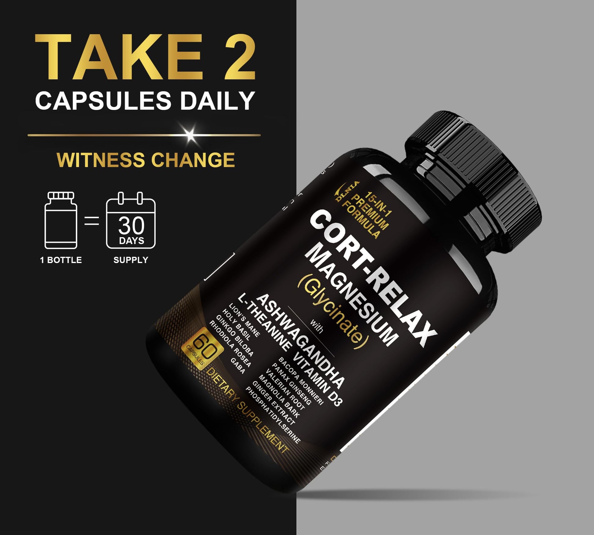 Super Calm Cortisol Supplements for Women & Men with Magnesium Glycinate, Ashwagandha, L-Theanine, Phosphatidylserine, Ginkgo & Lions Mane for Calm, Focus, Mental Clarity, Relaxation, Sleep, Energy DLNIABuy Supplements Australia