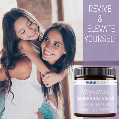 Magnum Solace Magnesium Lotion – Nighttime Magnesium Cream – Apply to Legs, Arms or Chest - Topical Magnesium Chloride – USA Made and Safe for Kids (Chamomile Lavender) Magnum SolaceBuy Supplements Australia
