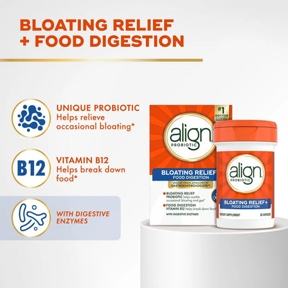 Align Probiotic Bloating Relief + Food Digestion, Probiotics for Women and Men, #1 Doctor Recommended Brand‡, Promotes Digestive Health and Helps Support the Metabolism of Food*, 28 Capsules AlignBuy Supplements Australia