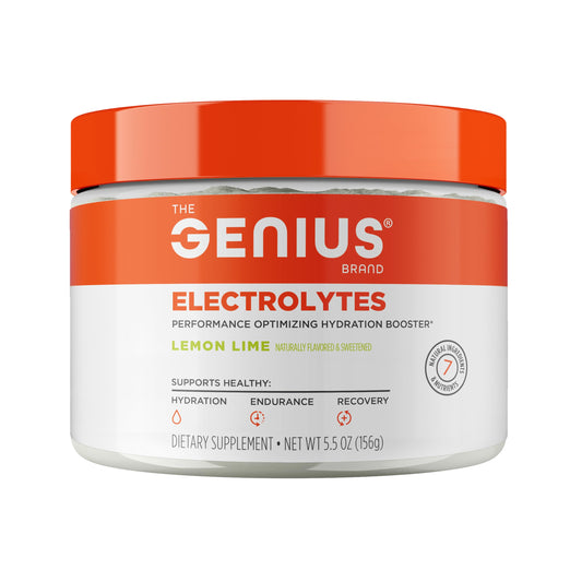 The Genius Brand Genius Electrolytes - Electrolyte Powder for Active Lifestyles - Supports Hydration, Energy, Endurance, Muscle Growth & Recovery - Lemon Lime - 30 Servings The Genius BrandBuy Supplements Australia