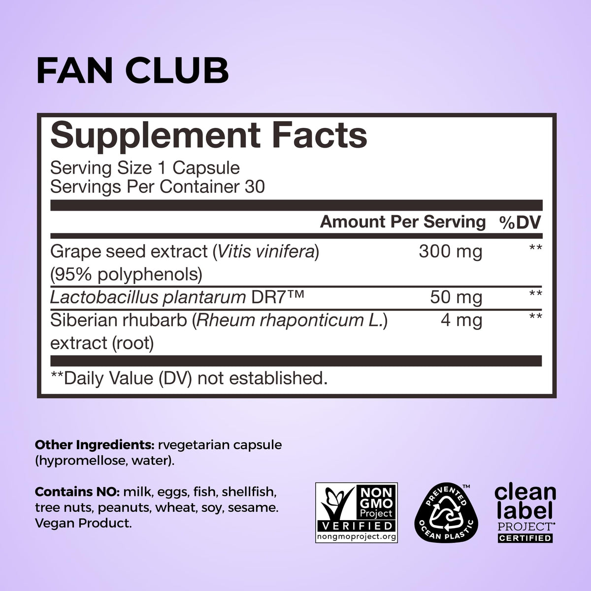 HUM Fan Club Menopause Probiotic Supplement, Estrogen Free Menopause Supplements for Women, Non Hormonal, Supports Energy & Hot Flashes, Grape Seed Extract & Siberian Rhubarb, 30 Vegan Capsules HUMBuy Supplements Australia