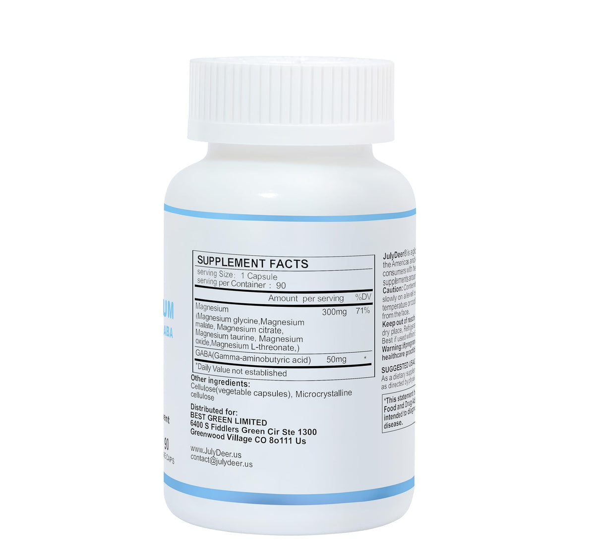 JulyDeer Sixfold Magnesium Complex | 350mg of Magnesium Glycinate, Malate, Citrate, Taurine, Oxide, Mg+ for Muscles,Nerves,& Energy, GABA Sleep Support | High Absorption | Vegan | 90 Capsules Risabou buy supplements Au