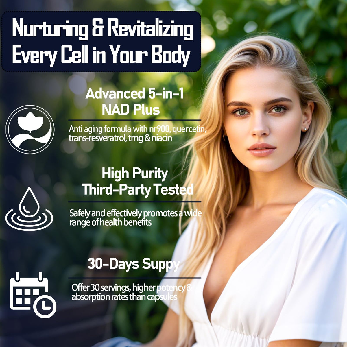 NAD Supplements for Women & Men, Liposomal NAD Nicotinamide Riboside Resveratrol 900mg w. B3 Vitamin Quercetin TMG, Liquid Resveratrol NAD Plus Supplement for Anti-Aging Energy Focus Longevity GLOVVUUPBuy Supplements Australia