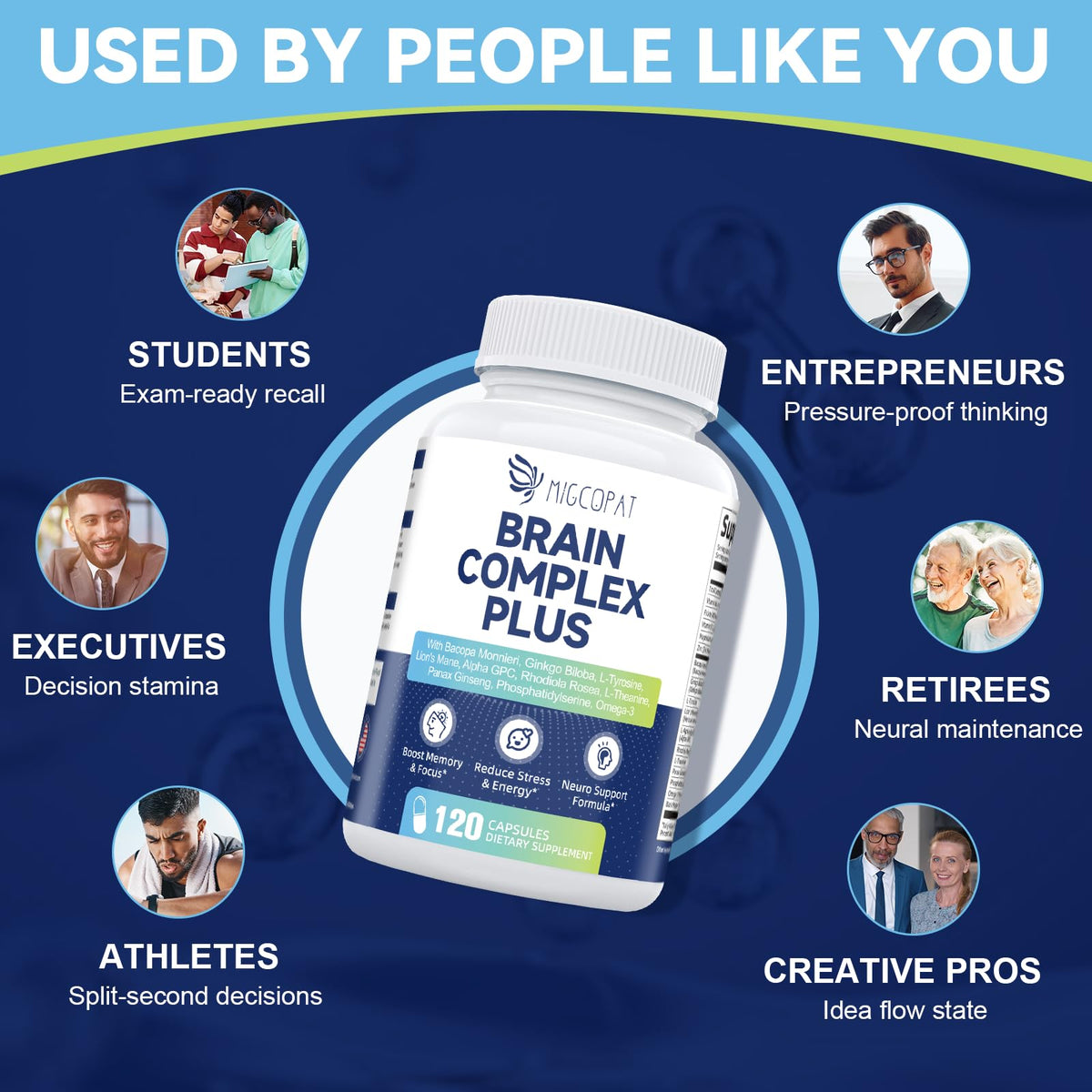 Brain Supplements for Memory & Focus - Nootropic with Bacopa Monnieri, Lion's Mane, Alpha GPC, Phosphatidylserine | Supports Mental Clarity & Cognitive Function | Vitamin B6 & B12-120 Capsules MigcopatBuy Supplements Australia