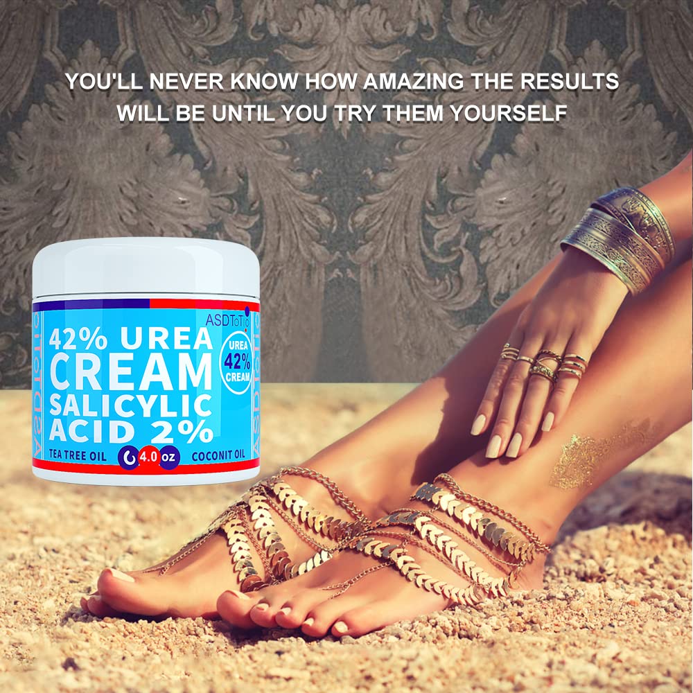 ASDToTio Urea Cream 42% - Premium Urea Foot Cream - With 2% Salicylic Acid, Tea Tree Oil, Shea Butter, Aloe Vera - For Feet, Hands, Heels, Elbows, Knees and More - 4 oz ASDToTio buy supplements Au