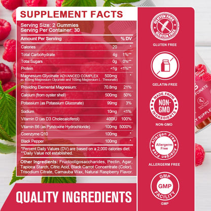 Magnesium Glycinate Gummies 400 mg with 100 mg Composite magnesium - Chelated Magnesium Potassium Supplement with Vitamin D, B6 Supports Calm, Sleep, Memory & Muscle Cramps,Sugar Free - 120 Gummies GONGOTABuy Supplements Australia