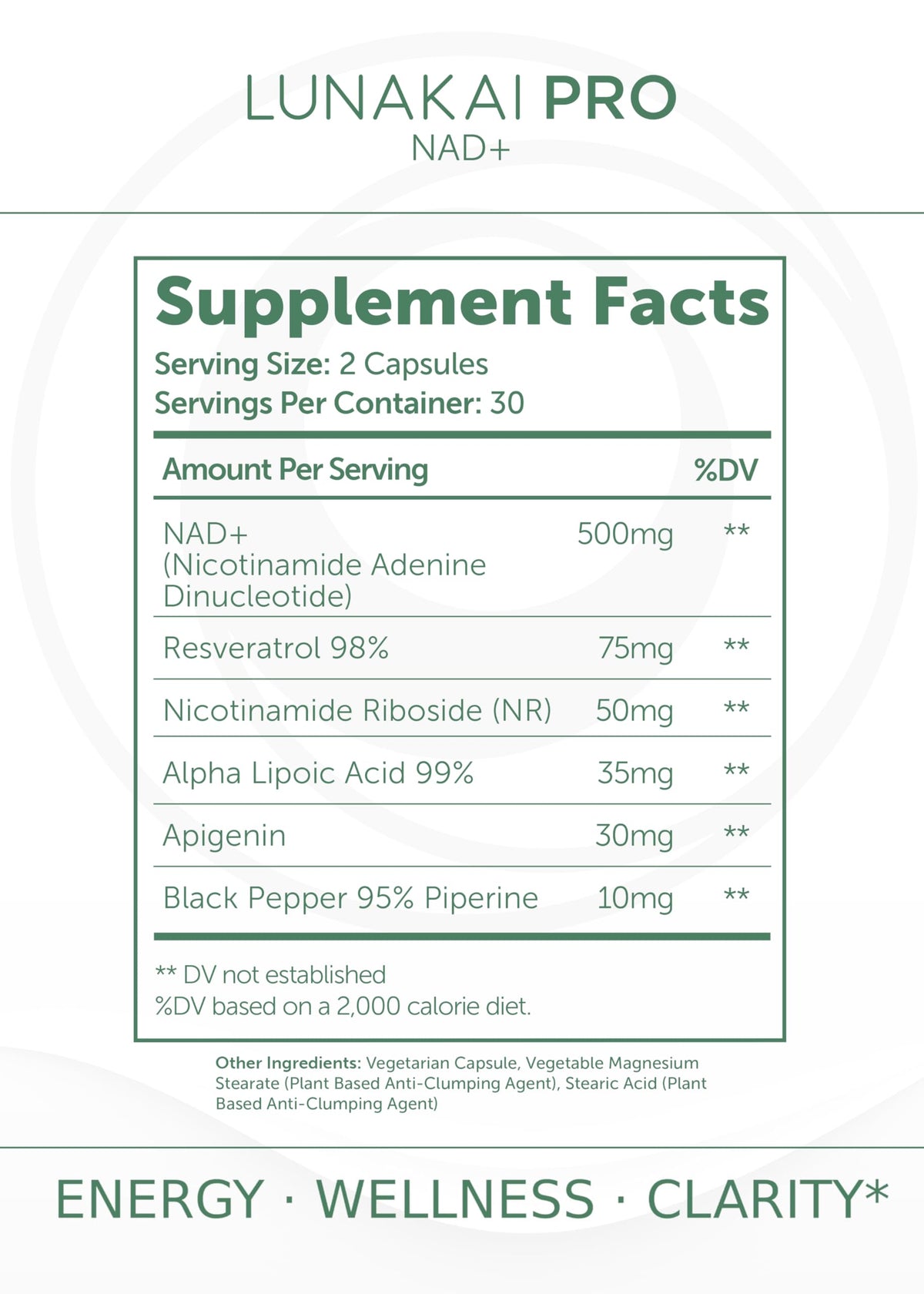 Lunakai PRO USA Made Dual-Pathway NAD+ Formula with NR & Resveratrol – Natural NAD Supplement for Women & Men – Healthy Aging & Cellular Health Support, 60ct LunakaiBuy Supplements Australia