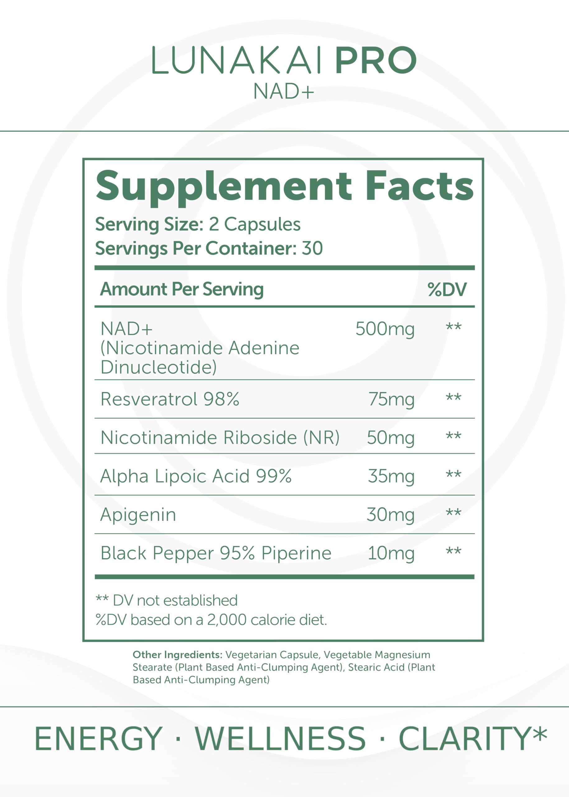Lunakai PRO USA Made Dual-Pathway NAD+ Formula with NR & Resveratrol – Natural NAD Supplement for Women & Men – Healthy Aging & Cellular Health Support, 60ct LunakaiBuy Supplements Australia