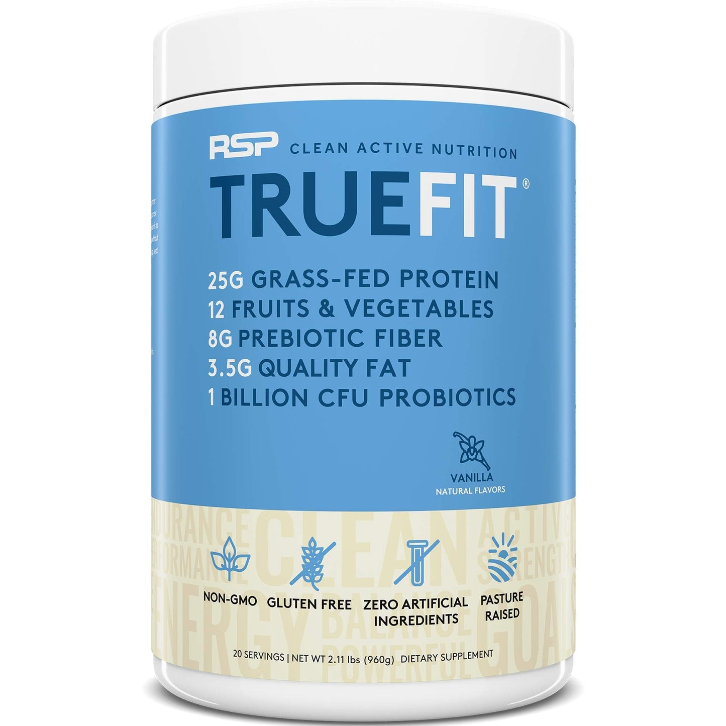 RSP NUTRITION AminoLean Pre Workout Energy (Watermelon 30 Servings) with TrueFit Protein Powder (Vanilla 2 LB)