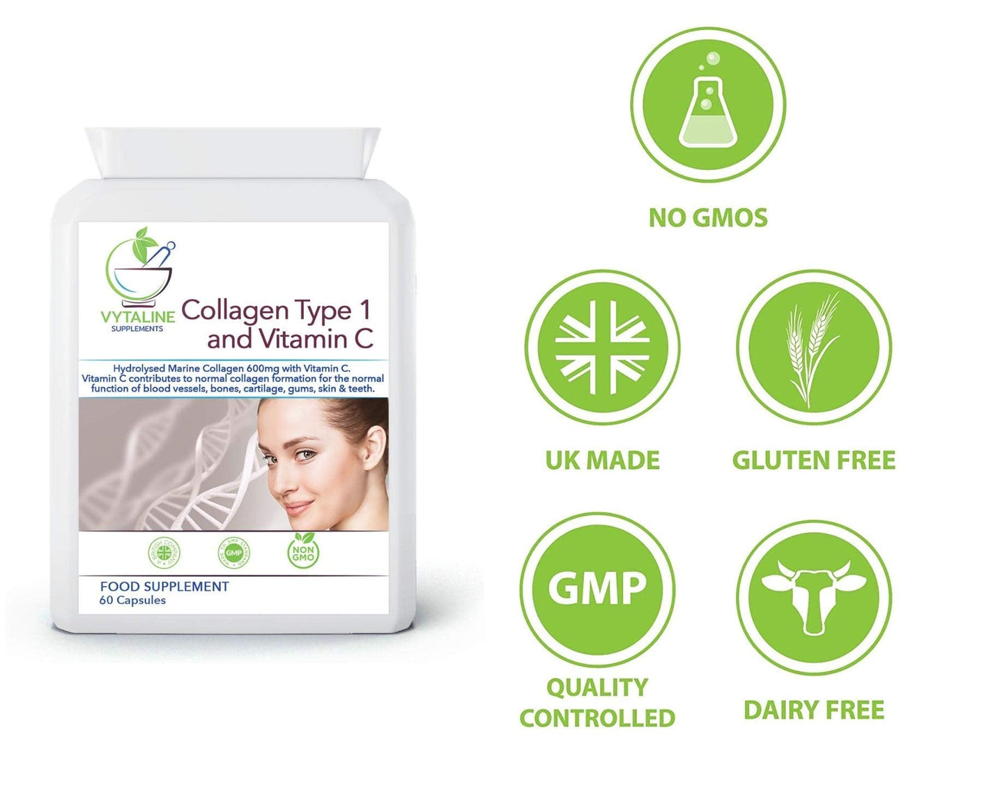 Marine Collagen Supplement for Women with Vitamin C - High Strength 600mg of Pure Hyaluronic VYTALINEBuy Supplements Australia