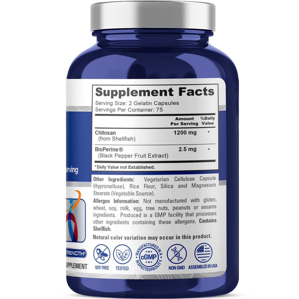 NusaPure Chitosan 1200mg 150 Caps (Non-GMO & Soyfree) with Bioperine NusaPureBuy Supplements Australia