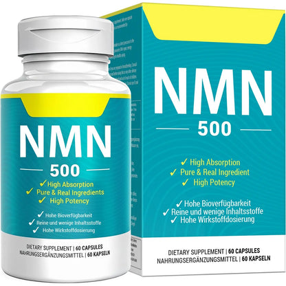 Vegan NMN Supplement 500mg, Higher Absorption - 99% Pure NMN (Nicotinamide Mononucleotide)for NAD+, Cellular Energy Immune Muscle, Anti-Aging & Longevity, Stabilized NMN - 60 Capsules (60 Days Supply) NivantavBuy Supplements Australia