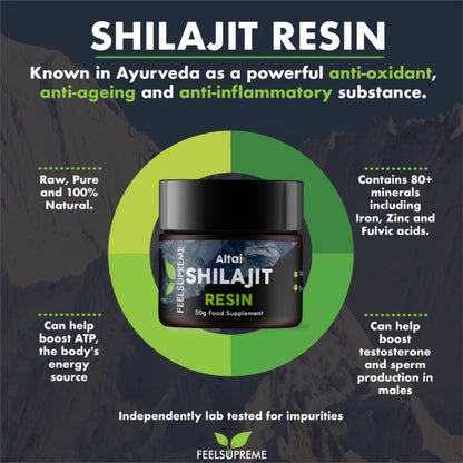 Natural Black Altai Shilajit Resin Large (50g) Pot | 100% Pure Additive Free | 80 Trace Feel SupremeBuy Supplements Australia