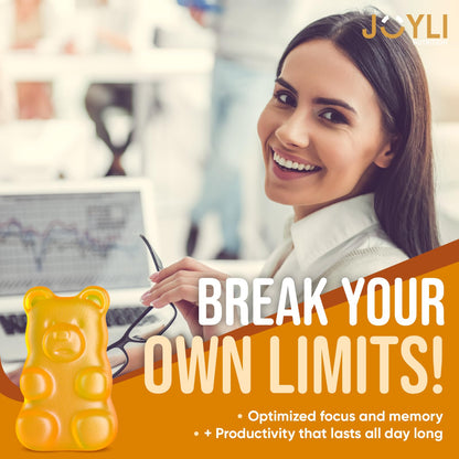 Joyli L Tyrosine Gummies 1000MG - L-Tyrosine Supplement for Kids & Adults - Calm & Focus Gummies for Brain, Memory, Mood, and Energy - 500mg L- Tyrosine Powder per Gummy - Vegan, Gluten-Free JOYLI NutritionBuy Supplements Australia