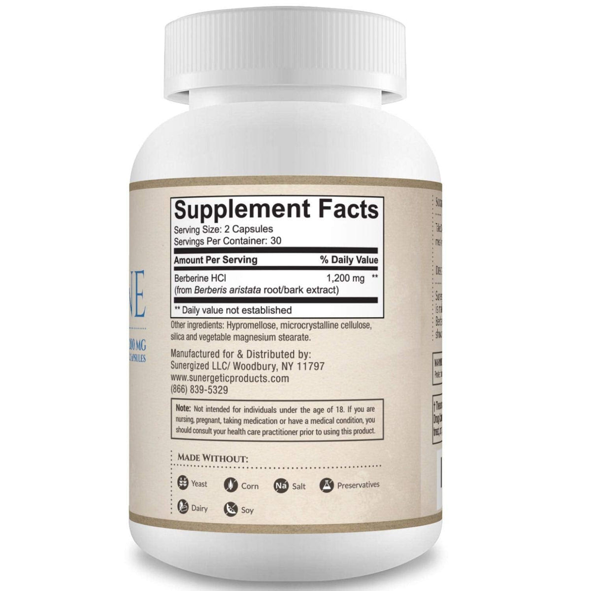 Premium Berberine Supplement - 1200mg of Berberine Per Serving - Berberine HCL SunergeticBuy Supplements Australia