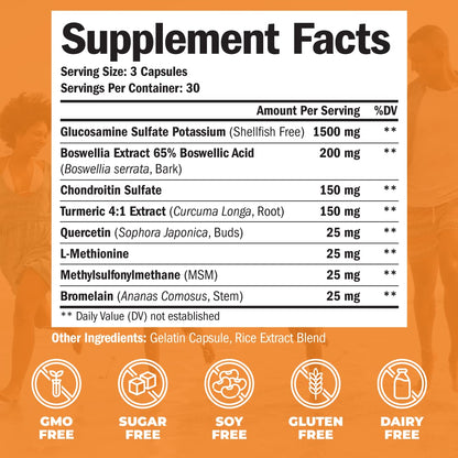 Glucosamine Chondroitin MSM Turmeric Boswellia - Joint Support Supplement. Antioxidant Vimerson HealthBuy Supplements Australia