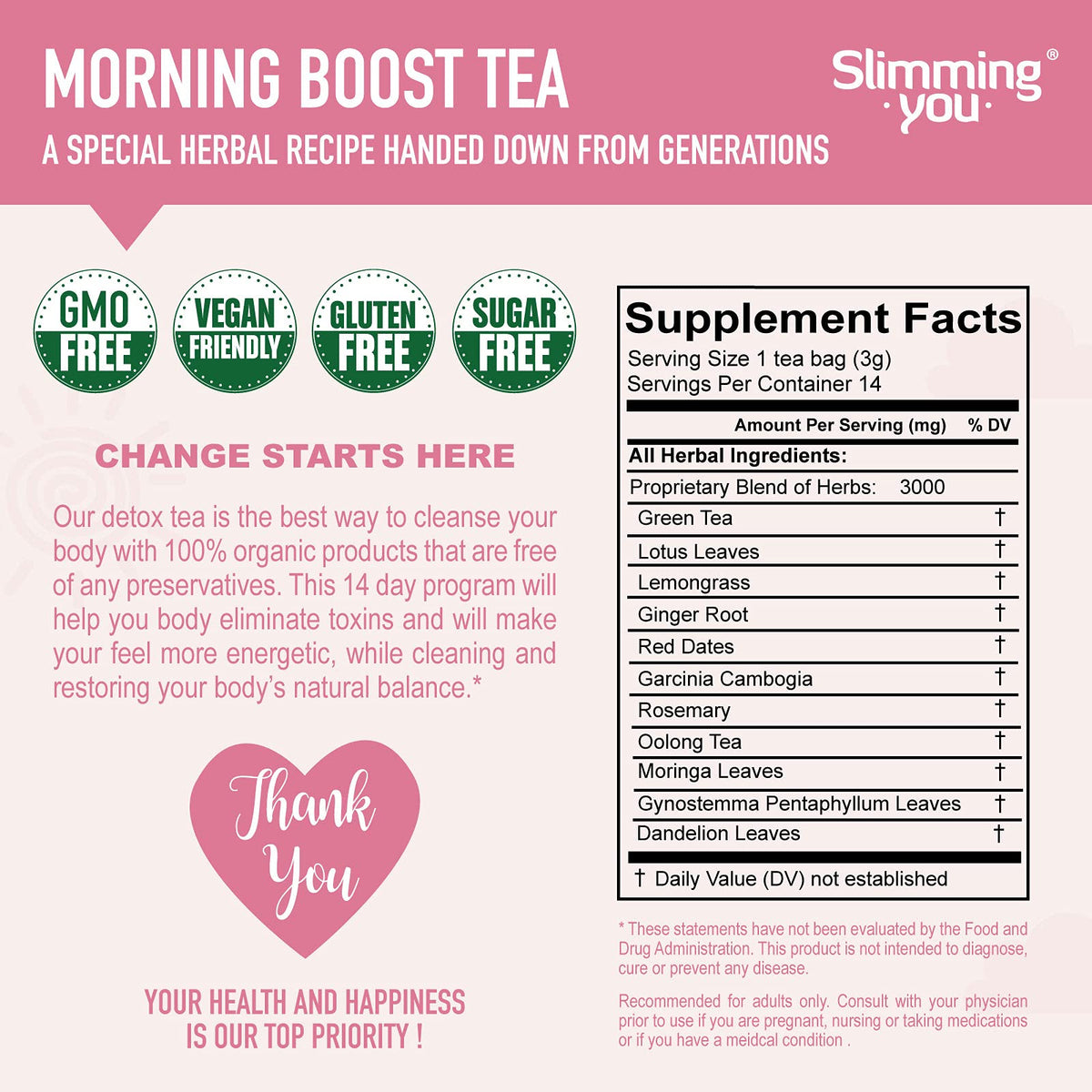 TAOISTEA 14 Day Detox Tea for Weight Loss, Body Cleanse, Metabolism Boost - Morning TAOISTEABuy Supplements Australia