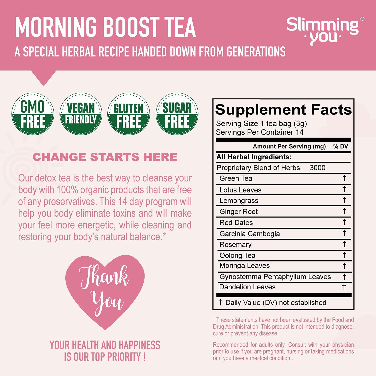 TAOISTEA 14 Day Detox Tea for Weight Loss, Body Cleanse, Metabolism Boost - Morning TAOISTEABuy Supplements Australia