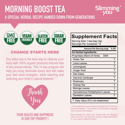 TAOISTEA 14 Day Detox Tea for Weight Loss, Body Cleanse, Metabolism Boost - Morning TAOISTEABuy Supplements Australia