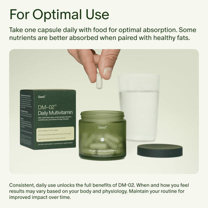 Seed DM-02 Daily Multivitamin - 100% DV Essential Vitamins and Minerals for Women & Men - Helps Fill Daily Nutrient Gaps - Immune, Bone, Hair, Skin & Nails Health - Vegan - 30 Capsules (30-Day Supply) Visit the Seed StoreBuy Supplements Australia