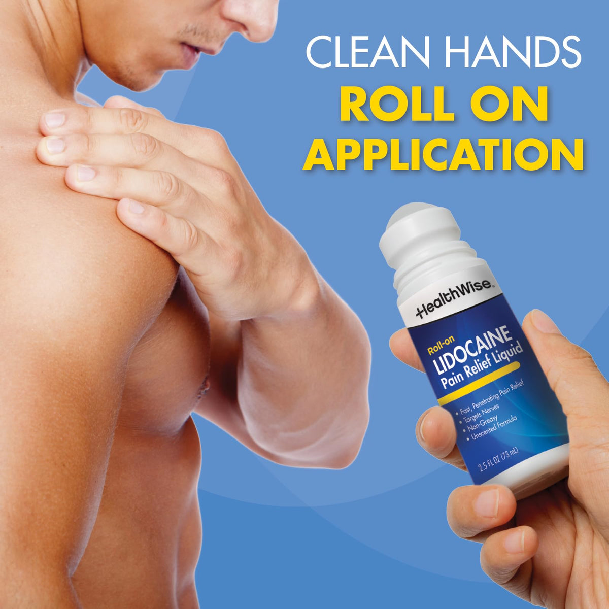 HealthWise 4% Lidocaine Roll-On | OTC Strength | Pain Relief Liquid | 2.5 oz. 73 mL | Non-Greasy, Unscented Formula | Topical Anesthetic HealthWise buy supplements Au