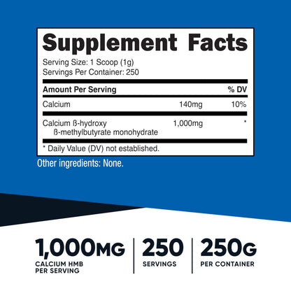 Nutricost HMB Powder (Beta-Hydroxy Beta-Methylbutyrate) 250 Grams - Gluten Free & Non-GMO NutricostBuy Supplements Australia