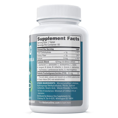 Balance ONE Time Release Probiotic – 15 Billion CFU – 12 Strains Including L. Plantarum – 15x More Survival Than Capsules – Bloating & Gas Relief – Gut & Digestive Health for Women & Men – 60 Tablets Balance ONEBuy Supplements Australia
