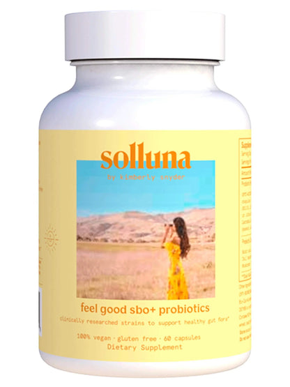 Feel Good SBO Probiotics — Soil Based Organisms (SBOs), Prebiotics, Postbiotics, Humic Acid, Shilajit, Chaga & Turkey Tail Mushroom for Digestion — Solluna by Kimberly Snyder (60CT) Vegan & Non-GMO Solluna by Kimberly SnyderBuy Supplements Australia