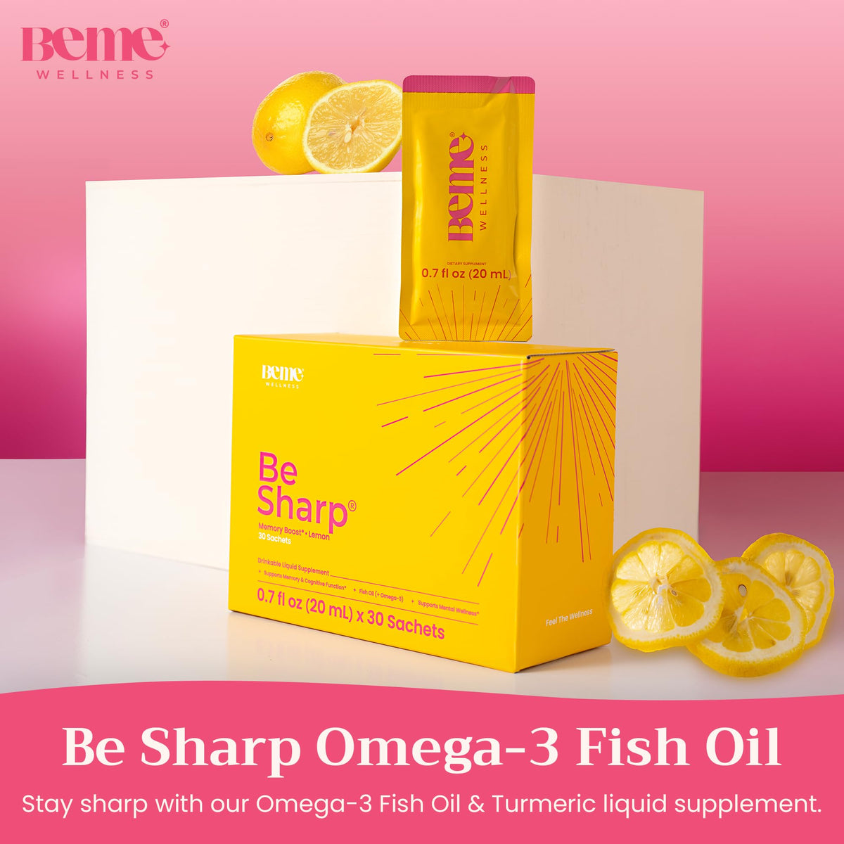 BeMe Liquid Omega 3 Fish Oil - Turmeric Curcumin, Lemon Balm Extract & Omega 3 Supplement for Women - Patented EPAX® for Quick Absorption & high bioavailability - Supports Memory & Brain Health BeMeBuy Supplements Australia