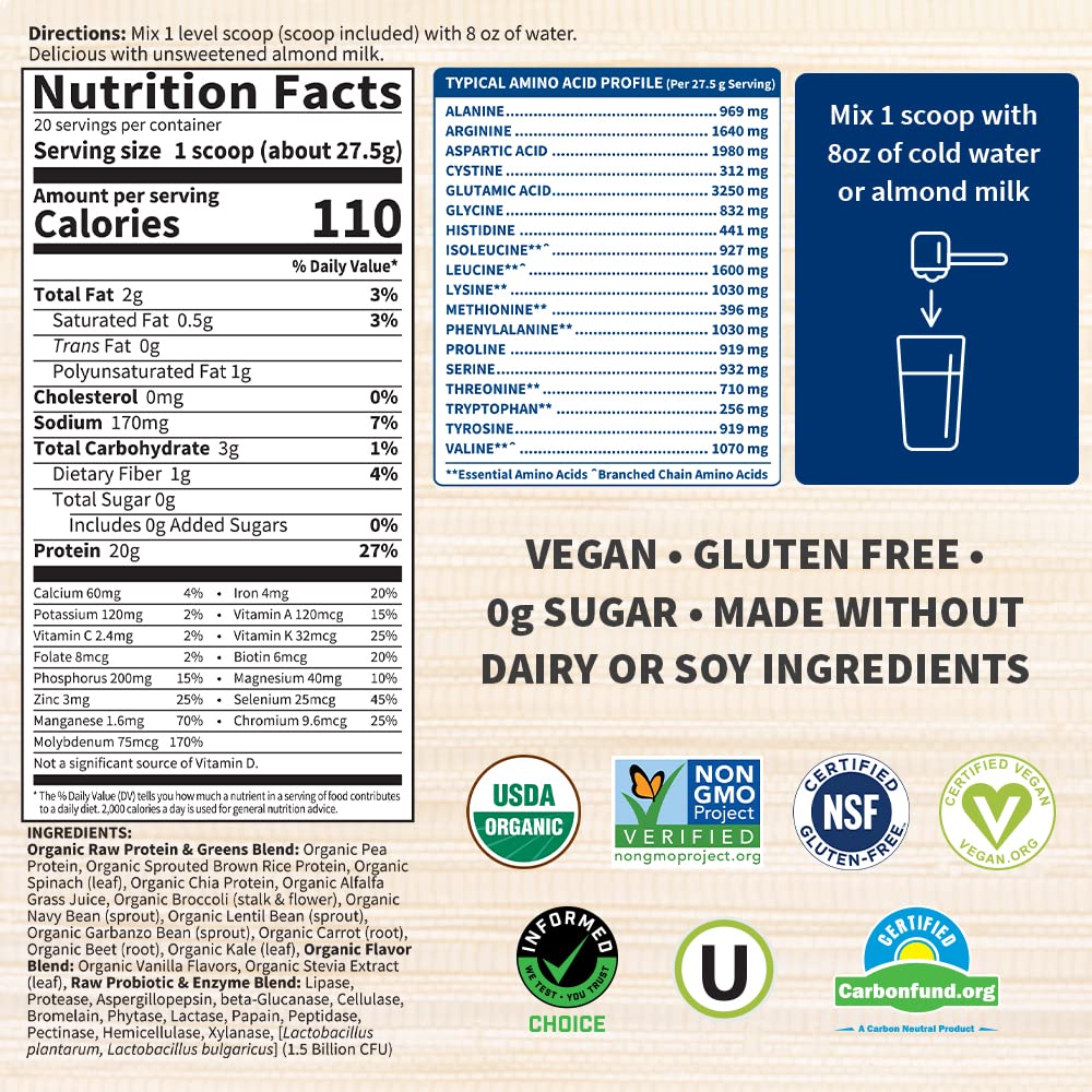 Garden of Life Raw Organic Protein & Greens Vanilla - Vegan Protein Powder Garden of LifeBuy Supplements Australia