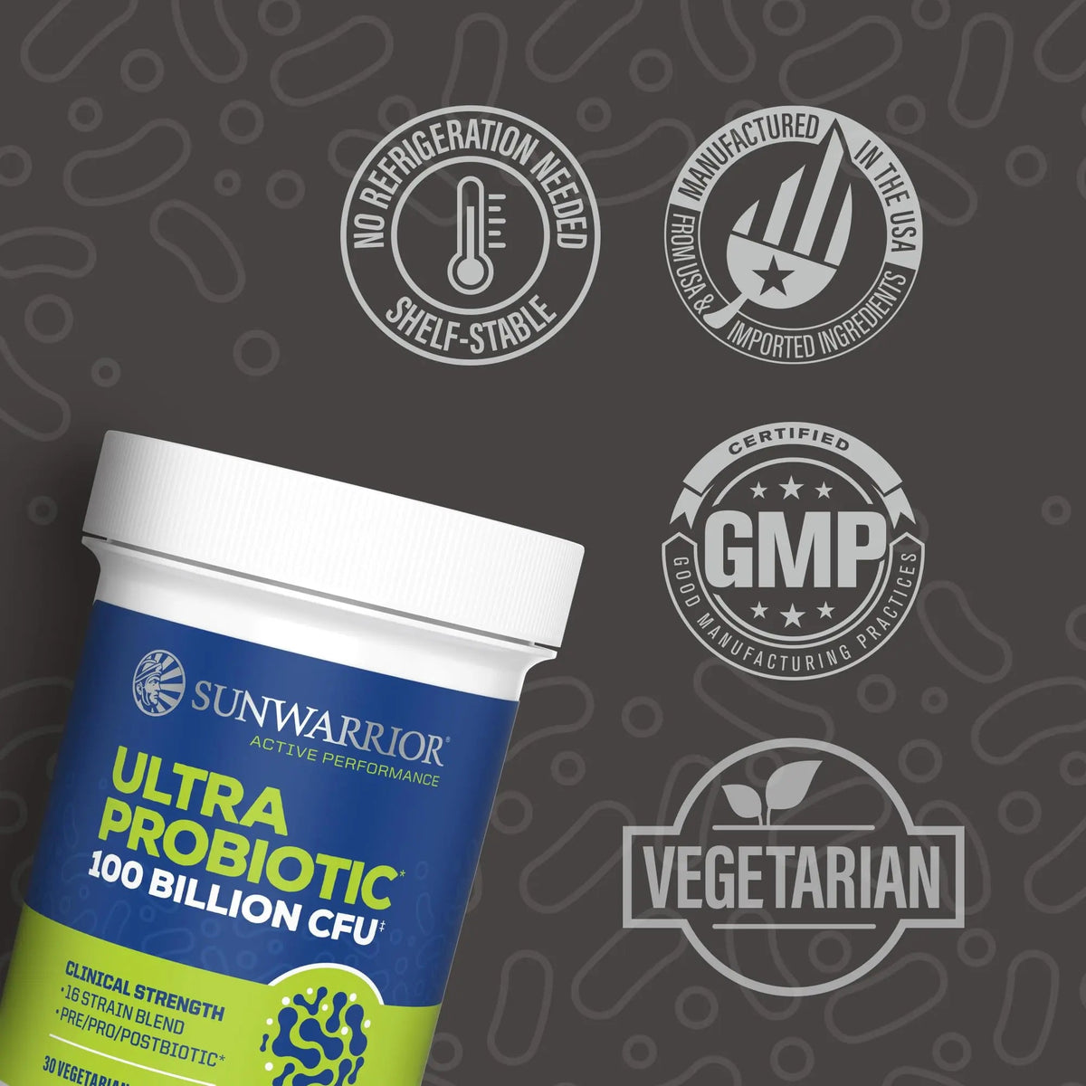 Probiotic for Gut Health 100 Billion CFU Probiotics Supplement Capsules 16 Strains Prebiotics + Postbiotics for Gut Immune & Colon Health Energy & Endurance Support Soy-Free Non-GMO 30 Capsule Serving Sunwarrior buy supplements Au