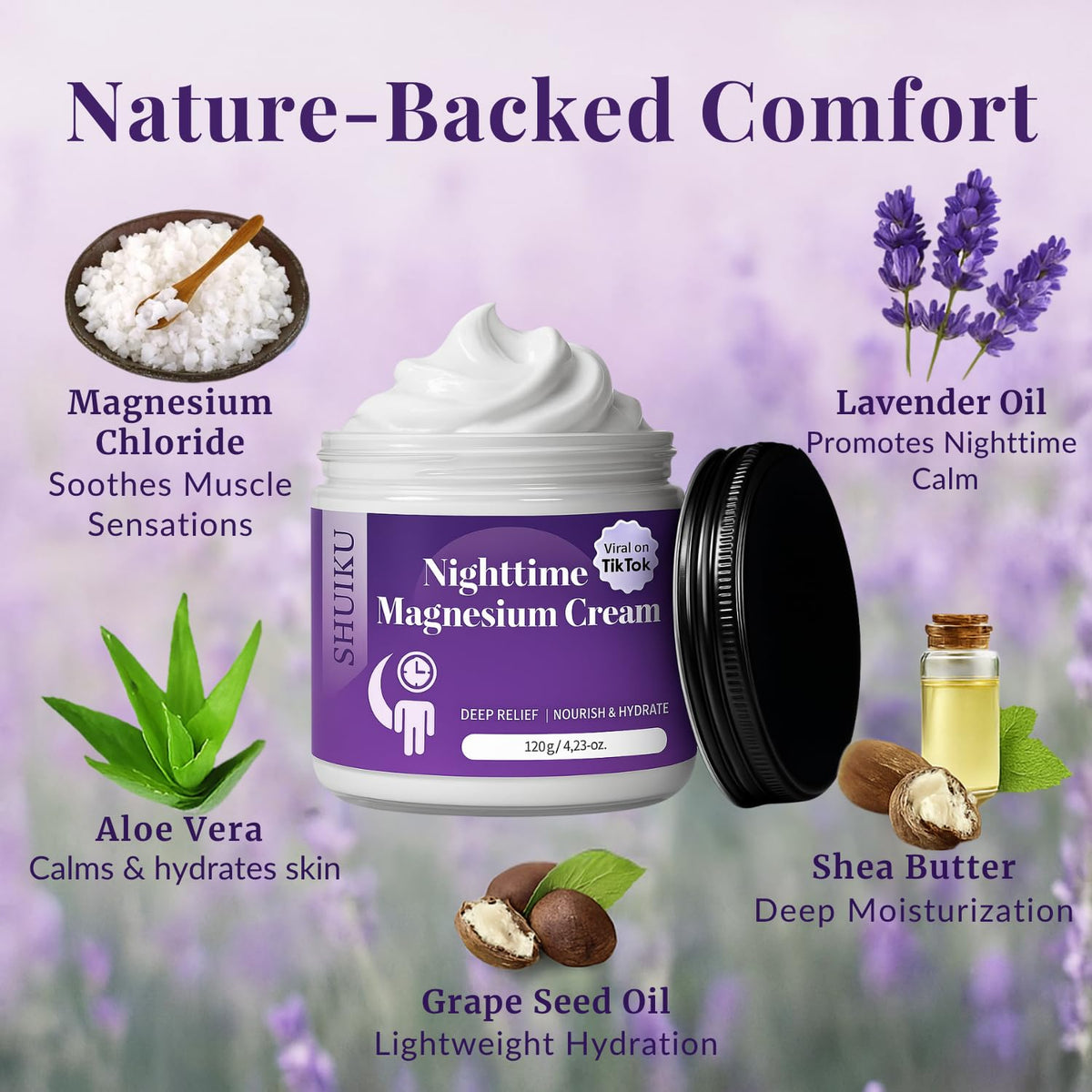Magnesium Lotion for Sleep & Calm, Topical Magnesium Cream for Relaxation, Nightly Calm, Better Sleep, and for Leg Cramps & Pain SHUIKUBuy Supplements Australia