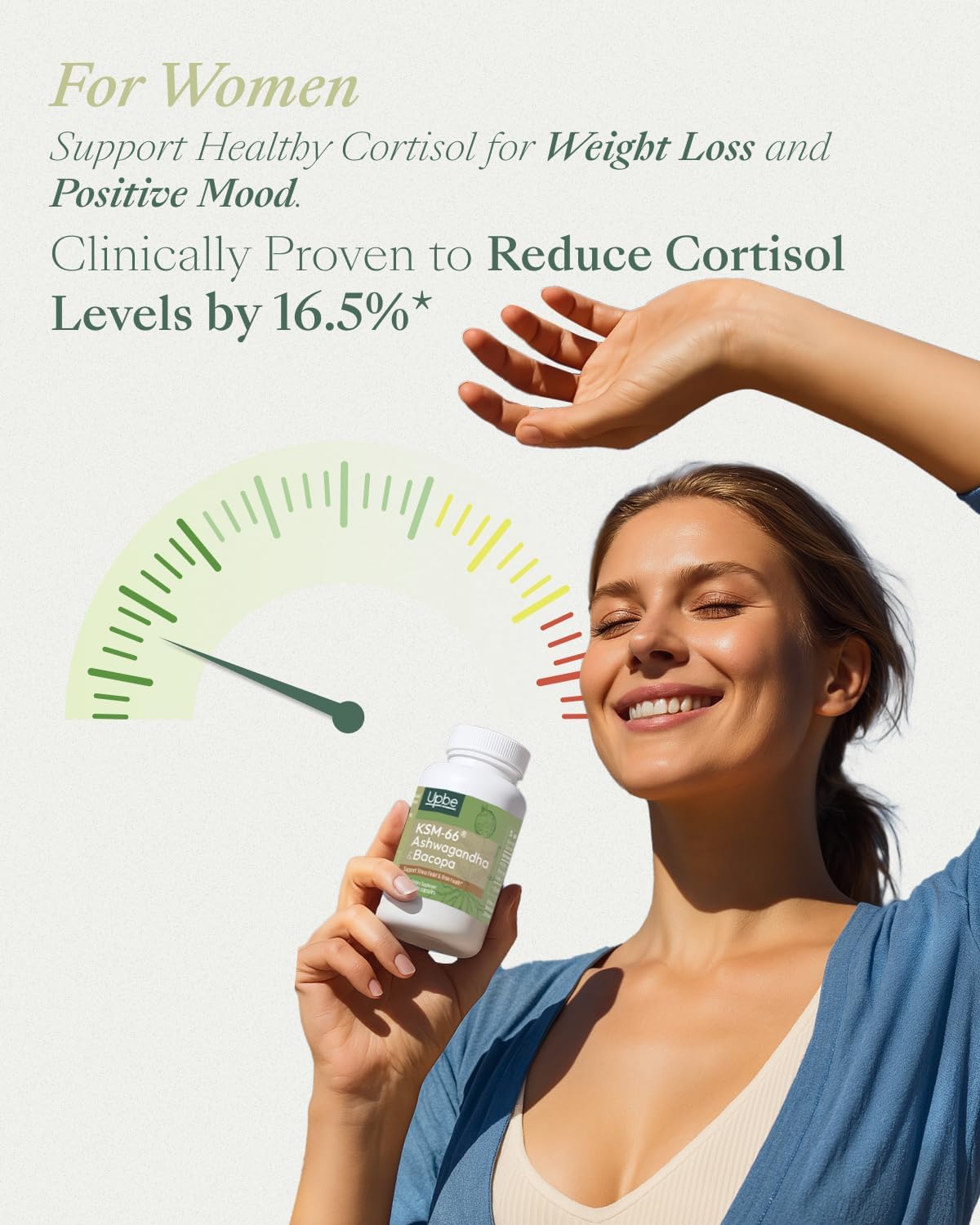 Upbe Ashwagandha Supplements for Women & Men - KSM-66® with Bacopa & Milk Thistle, 60 Vegan Capsules - Stress Relief, Mood, Cortisol Support, Extra Strength Ashwagandha Capsules UpbeBuy Supplements Australia